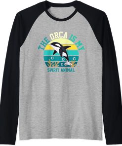 Vintage The Orca is My Spirit Animal Raglan Baseball Tee