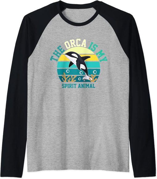 Vintage The Orca is My Spirit Animal Raglan Baseball Tee