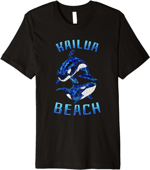 Kailau Beach Hawaii Vacation Tribal Whale Orca Premium T-Shirt