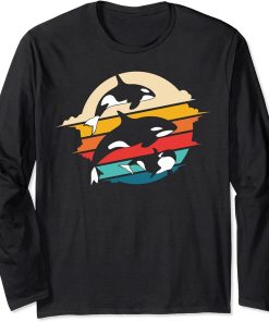 Cute Retro Orca Graphic Killer Whale Family Long Sleeve T-Shirt