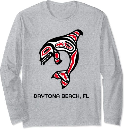 Daytona Beach FL Native American Indian Orca Killer Whales Long Sleeve T-Shirt