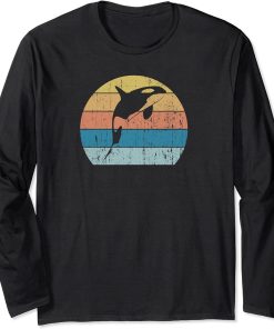 Orca Killer Whale Dolphin Retro Vintage Sunset Orca Whale Long Sleeve T-Shirt