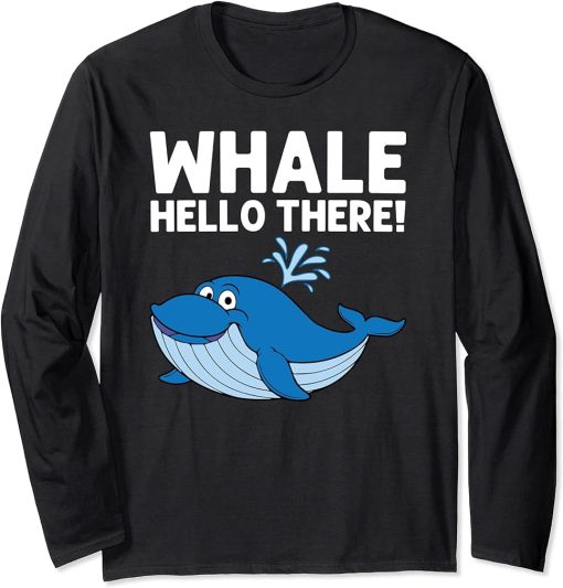 Funny Whale Art For Men Women Orca Narwhal Blue Whales Long Sleeve T-Shirt